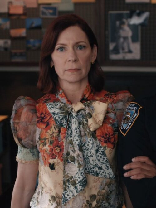 Elsbeth S02 Carrie Preston Floral Print Neck Tie Blouse Shirt