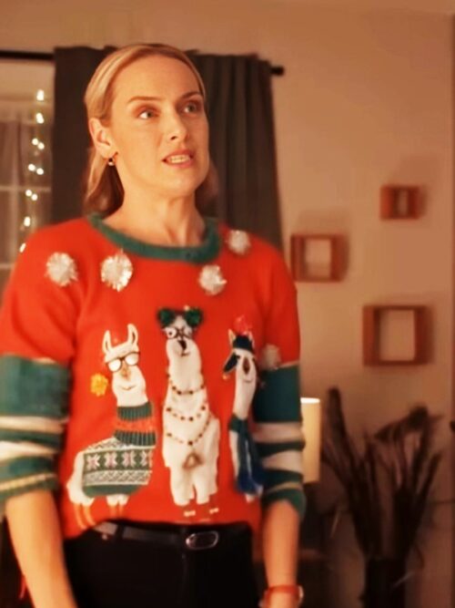 The Christmas Charade 2024 Rachel Skarsten Red Sweater