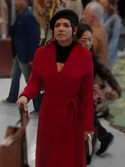 Meet Me Next Christmas 2024 Christina Milian Red Wool Coat