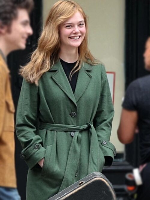 A Complete Unknown 2024 Elle Fanning Green Coat