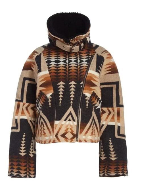 Kelly Reilly Shearling Collar Aviator Jacket