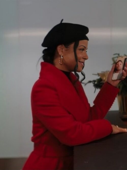 Meet Me Next Christmas 2024 Christina Milian Red Wool Coat
