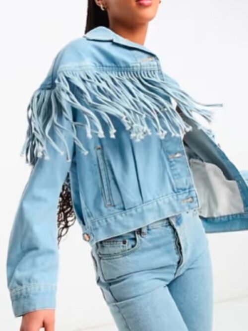 Landman 2024 Michelle Randolph Denim Fringe Jacket