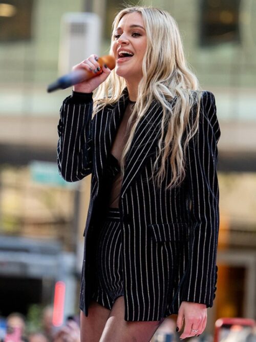 Kelsea Ballerini Black Embellished Pinstripe Blazer