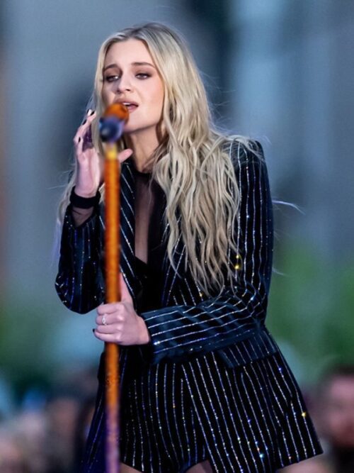 Kelsea Ballerini Black Embellished Pinstripe Blazer