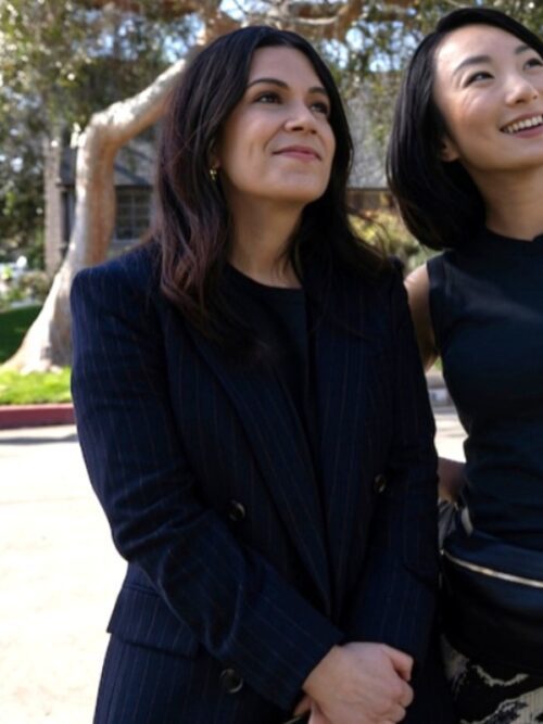 No Good Deed Abbi Jacobson Pinstriped Blazer