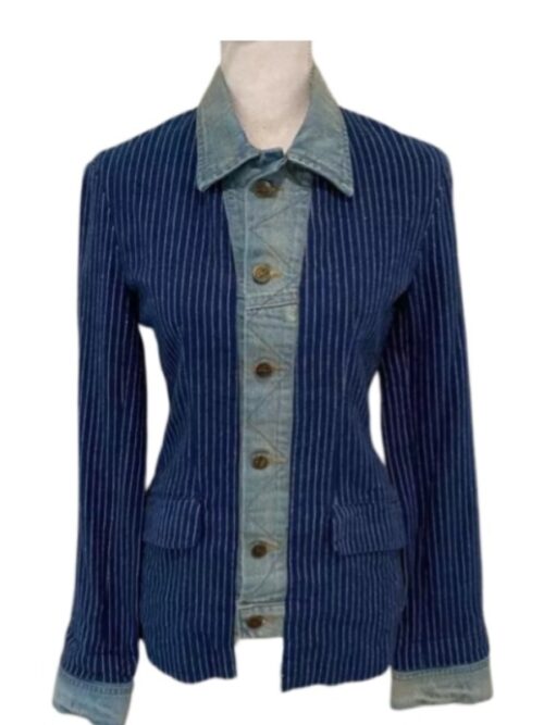 Shrinking S02 Liz Miller Blue Pinstripe Trucker Jacket