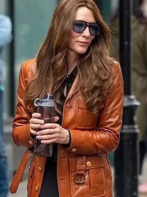 Black Bag 2025 Cate Blanchett Brown Leather Jacket