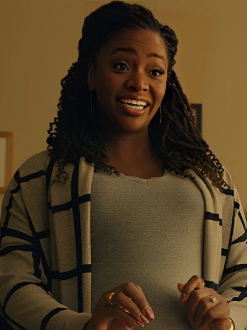 No Good Deed S1 Teyonah Parris Windowpane Cardigan