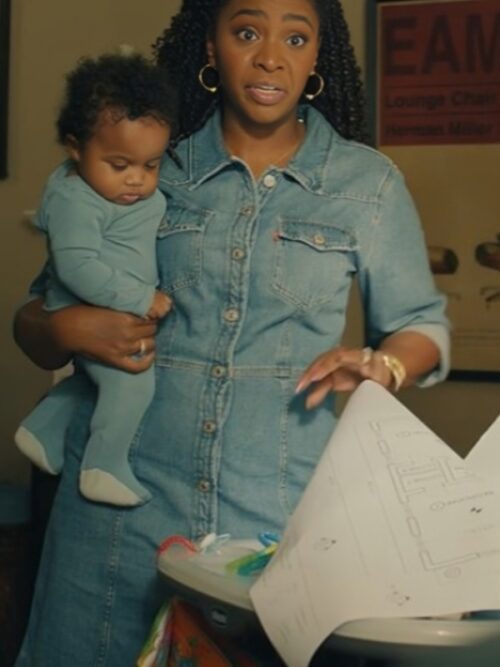 No Good Deed 2024 Teyonah Parris Denim Dress
