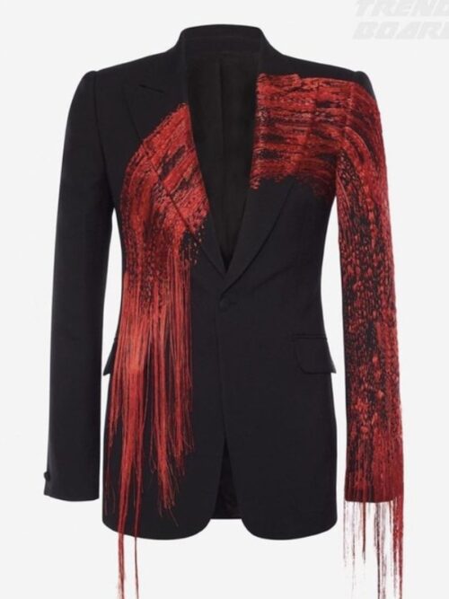 The Voice S26 Jeremy Beloate Red Sequin Fringed Blazer