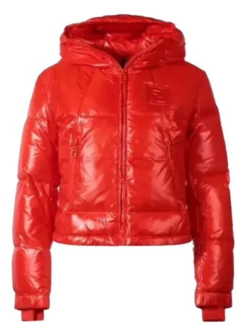 Caitlin Clark Chiefs Texan Games Red Puffer Jacket