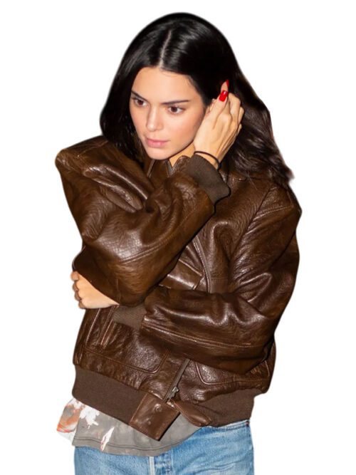 NYC Kendall Jenner Brown Leather Jacket