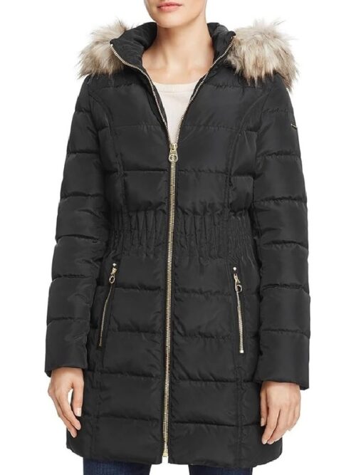 The Night Agent S02 Arienne Mandi Black Hooded Puffer Coat