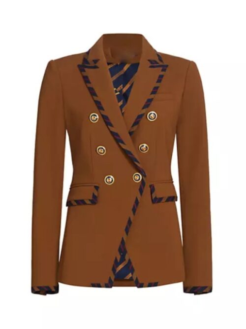 The Today Show 2025 Cecilia Cuff Stripe Trim Brown Blazer