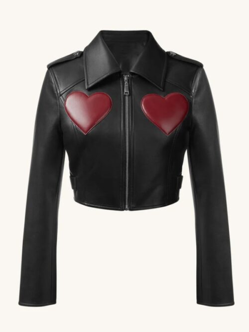 WWE Raw 2025 Gionna Daddio Red Hearts Leather Jacket