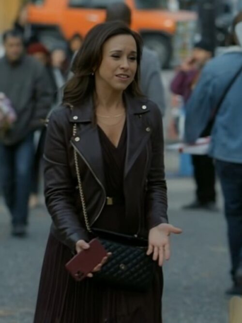 An Unexpected Valentine 2025 Lacey Chabert Biker Leather Jacket