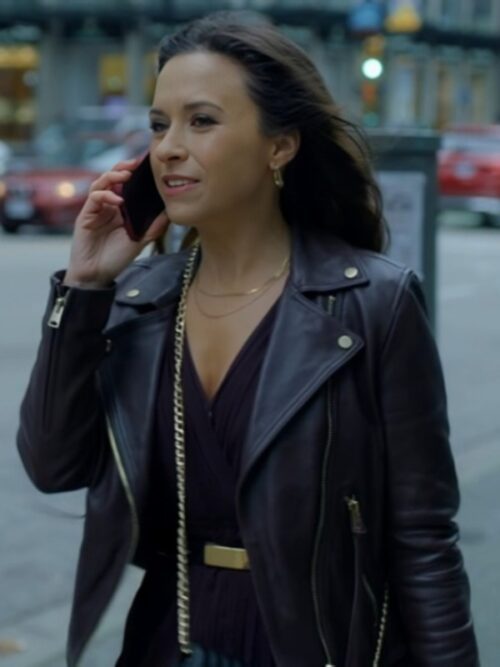 An Unexpected Valentine 2025 Lacey Chabert Biker Leather Jacket