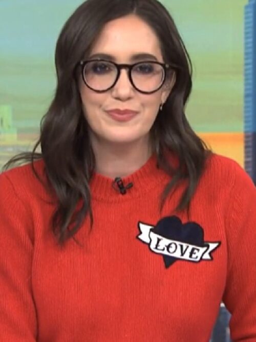 NBC News Daily 2025 Savannah Sellers Red Love Heart Sweater