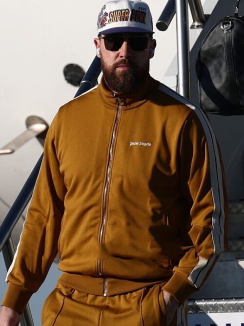 Super Bowl LIX 2025 Travis Kelce Brown Tracksuit