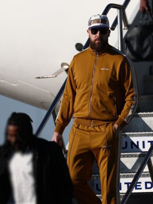 Super Bowl LIX 2025 Travis Kelce Brown Tracksuit