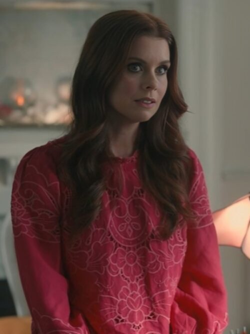 Sweet Magnolias Season 4 Maddie Townsend Pink Embroidered Blouse