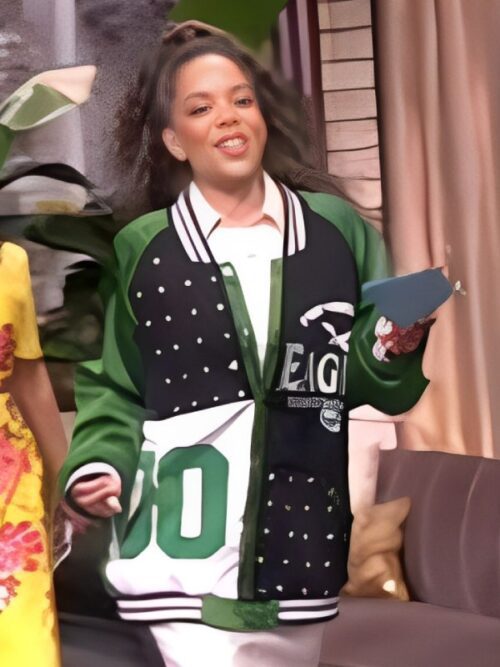 The View 2025 Sunny Hostin Philadelphia Eagles Embellished Bomber Varsity Jacket