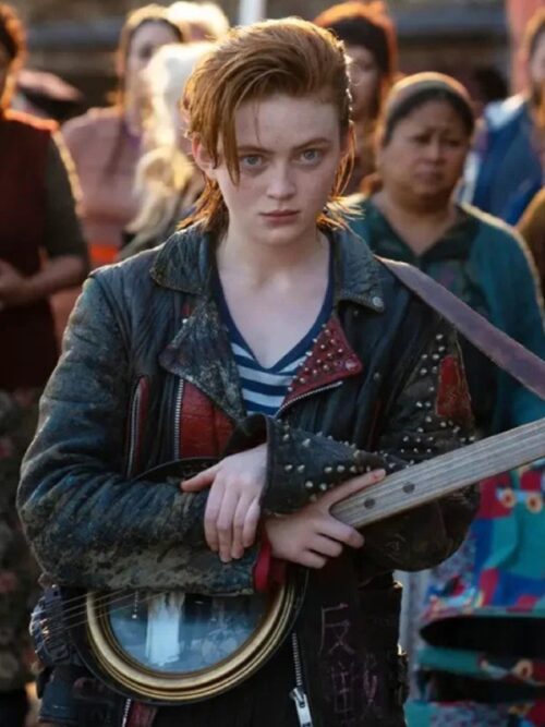 2025 Film O’Dessa Sadie Sink Black Leather Jacket