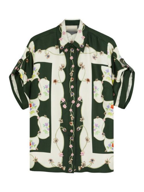 Leslie Bibb Kate The White Lotus Season 03 Printed Silk-Twill Shirt
