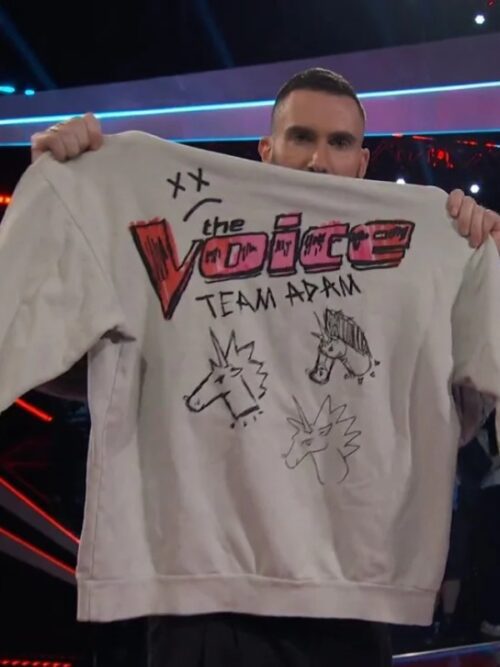 The Voice Season 27 Team Adam Levine White Printed Hoodie