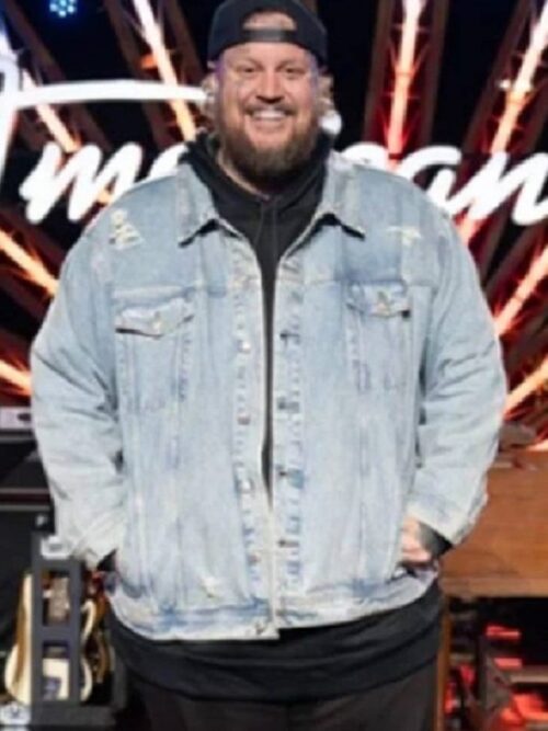 American Idol S23 Jelly Roll Destructed Jacket featuring distressed detailing and stage-ready style.