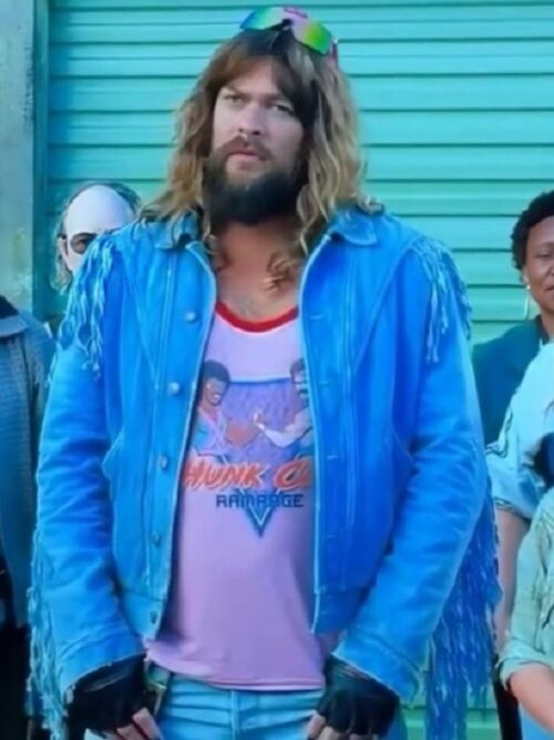 Jason Momoa A Minecraft Movie 2025 Blue Fringe Jacket