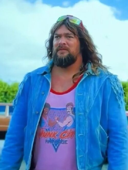 Movie A Minecraft Movie 2025 Jason Momoa Blue Fringe Jacket