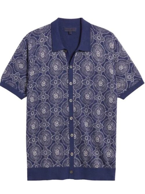 The White Lotus S3 Patrick Schwarzenegger Medallion Print Shirt