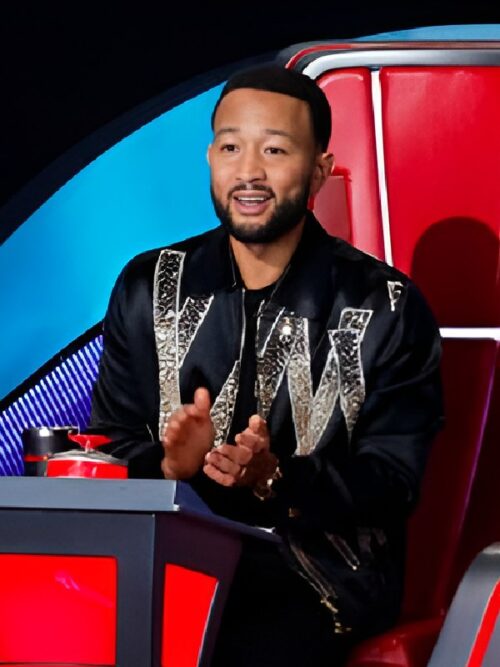 The Voice S27 John Legend Black Crystal Embellished Blouson jacket