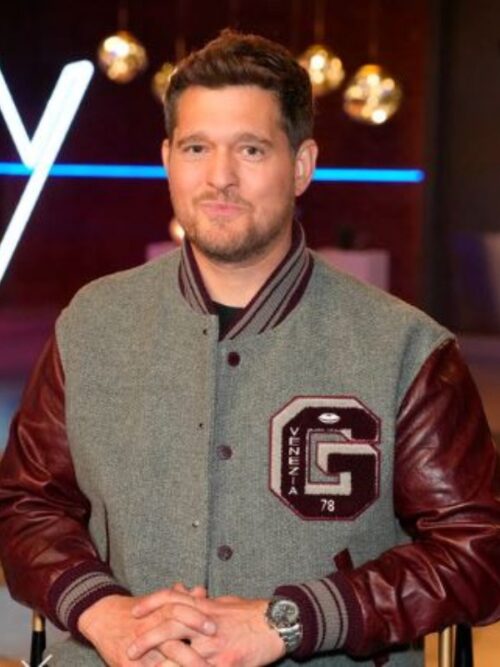 The voice S27 Michael Buble Gray Red Varsity jacket