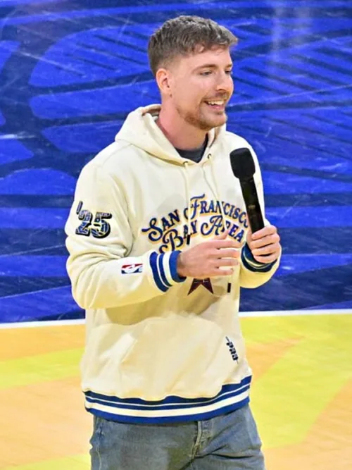 74th NBA All-Star Game 2025 San Francisco Bay Area MrBeast White Hoodie