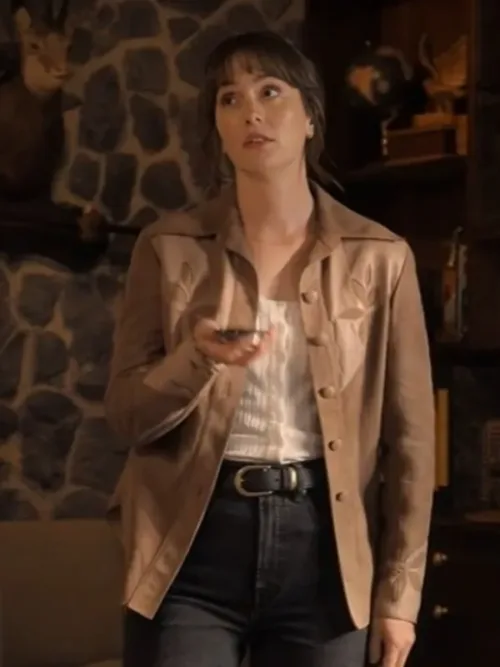 Leighton Meester TV Series Good Cop Bad Cop 2025 Lou Hickman Brown Floral Jacket