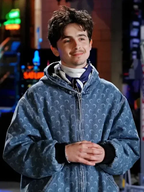 Timothee Chalamet Crescent Moon-Print Denim Jacket