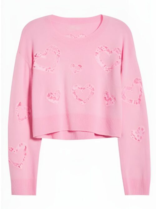 The Today Show 2025 Savannah Guthrie Pink Hearts Sweater For Women