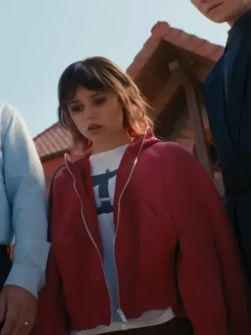 Jenna Ortega Death of a Unicorn Hooded Jacket inspired by her standout look in the movie.